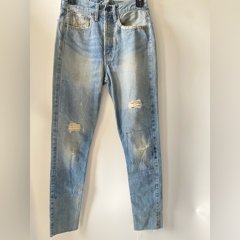 RE/DONE Sample Ghost Wash Distressed Skinny Denim Jeans Size 26 Made in USA